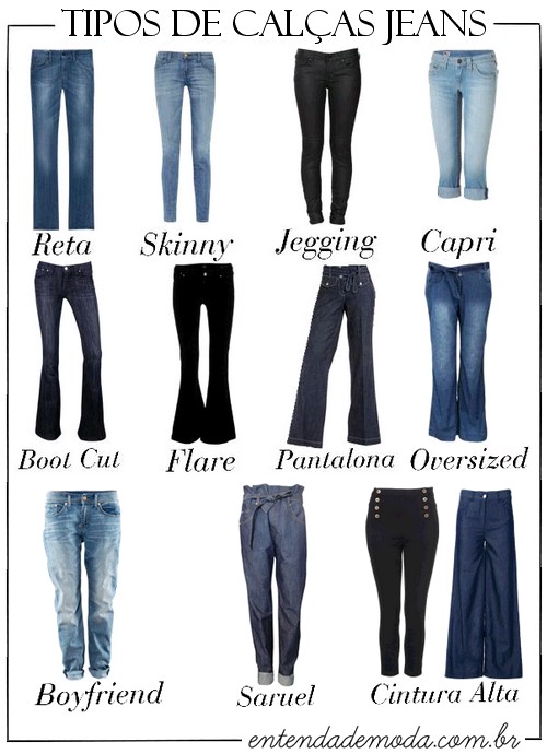 tipos de calças jeans